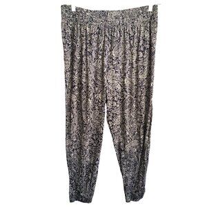 H&M Pants Large Harem Viscose Flowy Boho Soft Paisley Joggers Navy Blue Beach